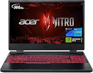 Acer Nitro 5 Gaming Laptop - Alder Lake - 12th Gen Core i5 12450H Processor 8-GB 512GB SSD 6-GB NVIDIA RTX4050 GDDR6 GC 15.6" Full HD 1080P 144Hz IPS 144Hz Display RGB Backlit KB Win11 (Obsidian Black, Acer Direct Local Warranty, NEW)