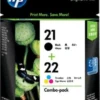 HP CC630AA Combo Print Pack (HP 21 Black + HP 22 Tri-color) - Retail box - Front view.