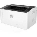 HP LaserJet Pro M107A (HP Laser 107a, 4ZB77A) monochrome laser printer front angle, USB 2.0, no Wi-Fi