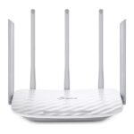 TP-Link Archer C60 AC1350 dual-band Wi-Fi router (white) front/top view with five antennas