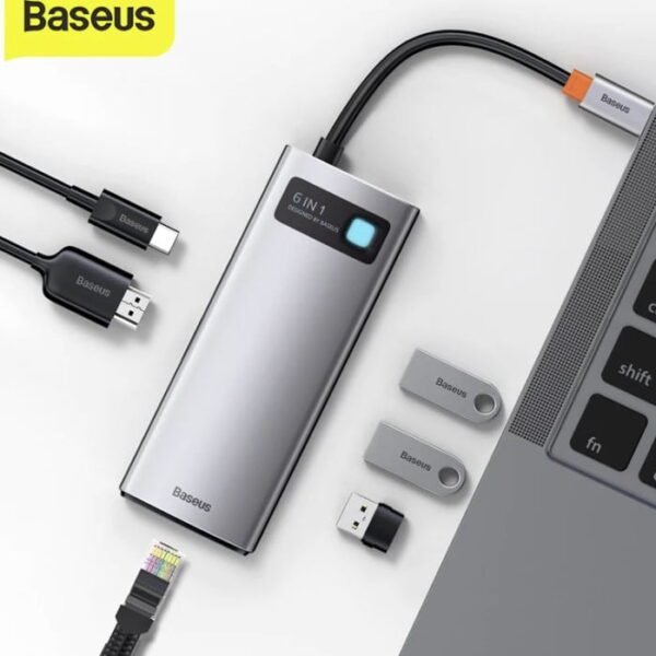Baseus Metal Gleam Series 6 in 1 Multifunctional Type-C HUB Docking Station CAHUB-CW0G