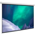 120 inch manual pull down projector screen with 6x8 feet size, 4:3 aspect ratio, matte white surface and black backing, showing projector screen price in Pakistan.
