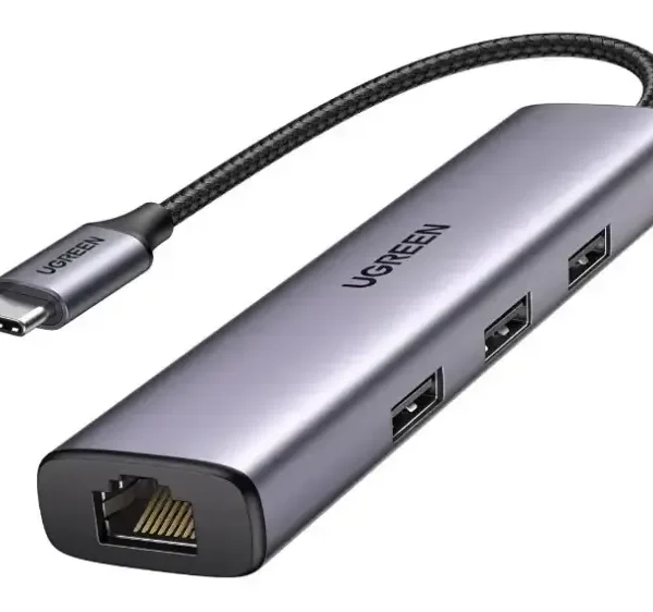 UGREEN 60600 USB-C to 3×USB3.0 Hub+RJ45 (1000M) Ethernet Adapter