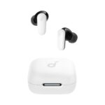 Anker Soundcore P30i Wireless Earbuds (A3959) - White - Earbuds with charging case front view.