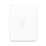 Apple 140W USB-C Power Adapter (MLYU3) - White - Front view of the square Apple power adapter with Apple logo.