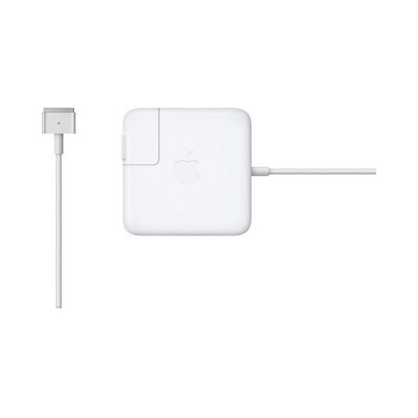 Apple 45W MagSafe 2 Power Adapter MD592 - White - Front view with magnetic MagSafe 2 connector and power brick.