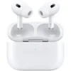 Apple AirPods Pro 2 shown in white charging case with silicone ear tips and in ear design.