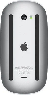Apple Magic Mouse 3 MK2E3 - Silver - Bottom view showing optical sensor, glide rails and power switch.