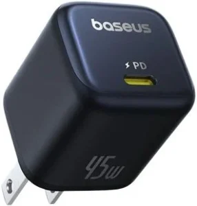 Baseus PicoGo GaN 45W USB-C fast charger (1C) US plug, Cosmic Black (P10176801123-00)
