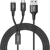 Baseus Rapid Series 2-in-1 USB-A to Lightning and Micro-USB fast charging cable (black).