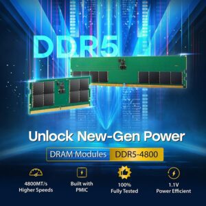 Transcend JetRam DDR5-4800 laptop memory graphic highlighting 4800MT/s speed and 1.1V efficiency at Kraod.