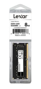 [A3] Lexar 8GB DDR4 3200MHz SO-DIMM laptop RAM in sealed blister packaging with model LD4AS008G-B3200GSST printed on label.