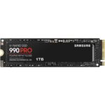 Samsung 990 PRO 1TB NVMe M.2 2280 SSD, PCIe 4.0 x4, up to 7450/6900 MB/s speeds.