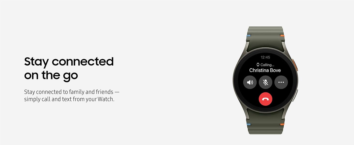 Samsung Galaxy Watch 7 44mm - Green - Feature banner showing a call screen for staying connected on the go.