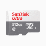 SanDisk Ultra 512GB microSDXC UHS-I memory card, front view with capacity and microSDXC I icons.