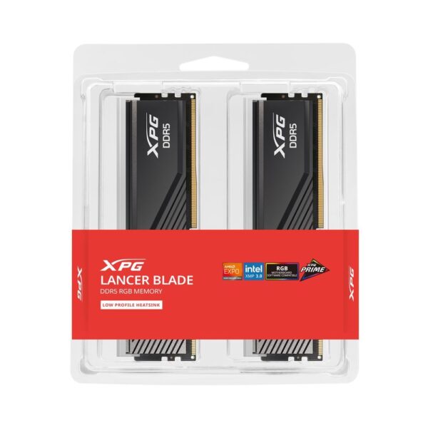 Retail packaging of XPG Lancer Blade RGB DDR5 16GB (2x8GB) dual-channel desktop memory kit from Kraod.