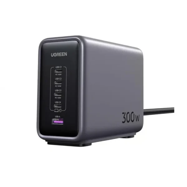Ugreen Nexode 300W charger Pakistan feature graphic showing 5 ports, PD 3.1 speed, 240W cable and 140W output.
