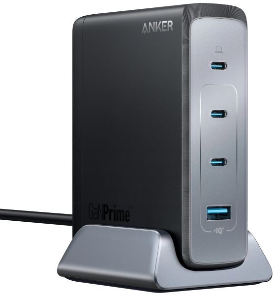 Anker Prime 240W GaN desktop charger A2342 with 3 USB-C and 1 USB-A ports on detachable base.