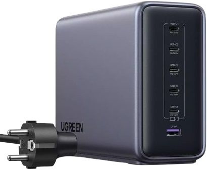 UGREEN Nexode 55550B 500W 6-port GaN desktop fast charger with 5 USB-C, 1 USB-A, and PD 3.1 support.
