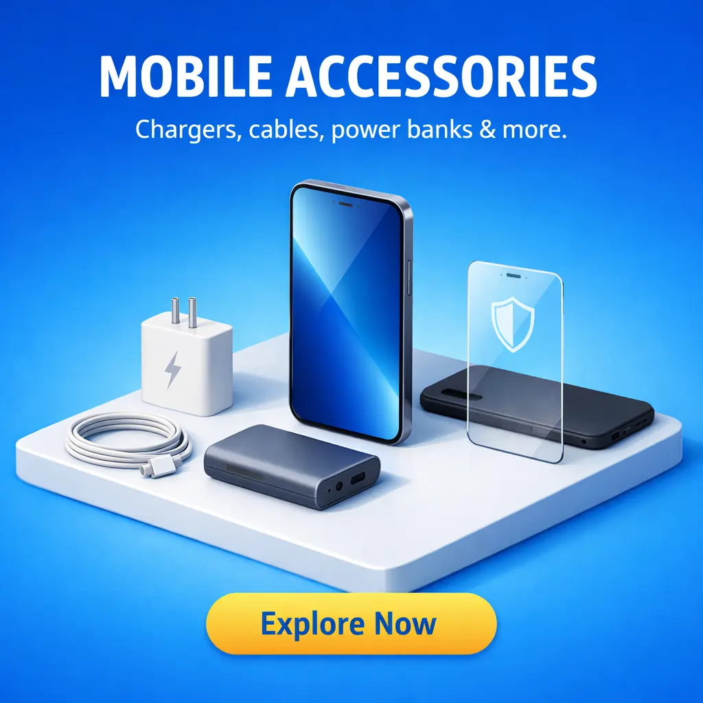 Kraod Mobile Accessories in Pakistan - Chargers, cables, power banks and phone protection essentials banner.